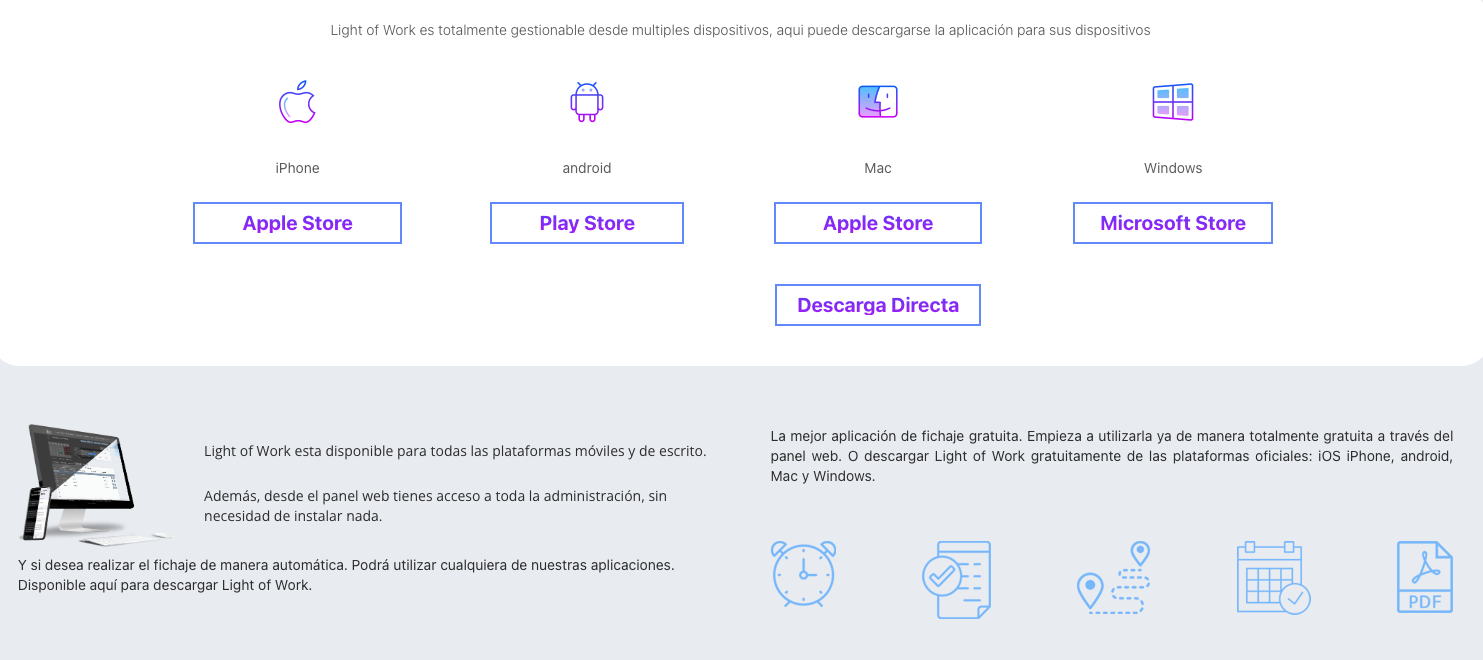 Pantalla de Light of Work mostrando la gestión avanzada de tareas y colaboración en equipo. Descarga app